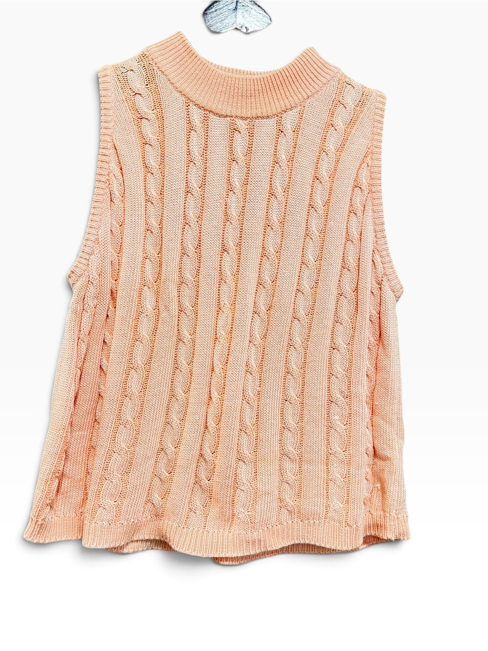 Vintage Benetton Sleeveless Cable Knit Sweater Vest - Peach